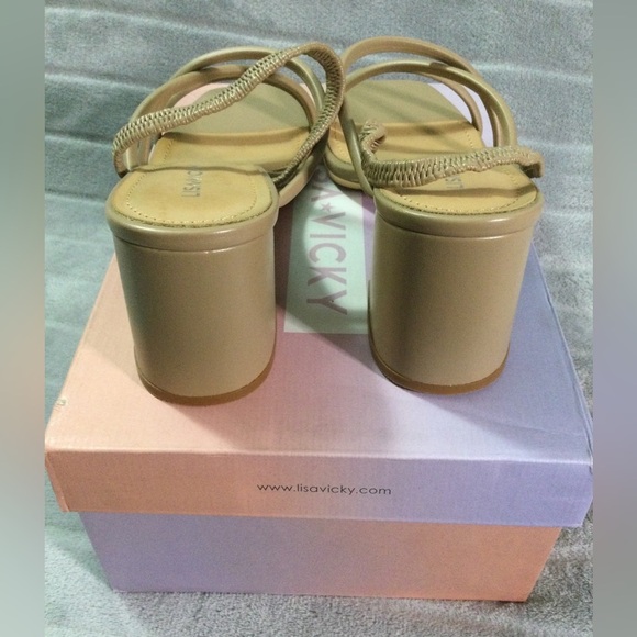 Lisa Vicky Illume Tan Strappy Block Heeled Sandals Size 8.5 - Picture 4 of 12